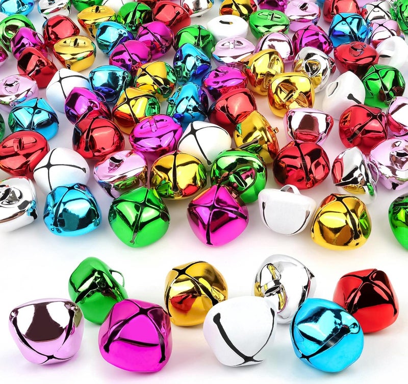 LIGHOON Jingle Bells for Crafts,1 Inch Large Multicolored Jingle Bells Bulk, 8 Colors Decorative Bells for DIY Christmas Festival Home Wreath Decorations, 50 Pcs - Image 1